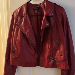 Faux leather moto jacket